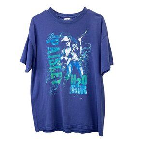 Brad Paisley H2O World Tour T Shirt L Blue Double Sided Cities 2010 Crewneck